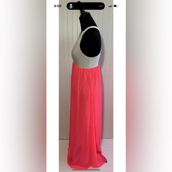 Pink Blush Long Maxi Dress Neon Pink Off White Womens Size Small - Picture 4 of 16